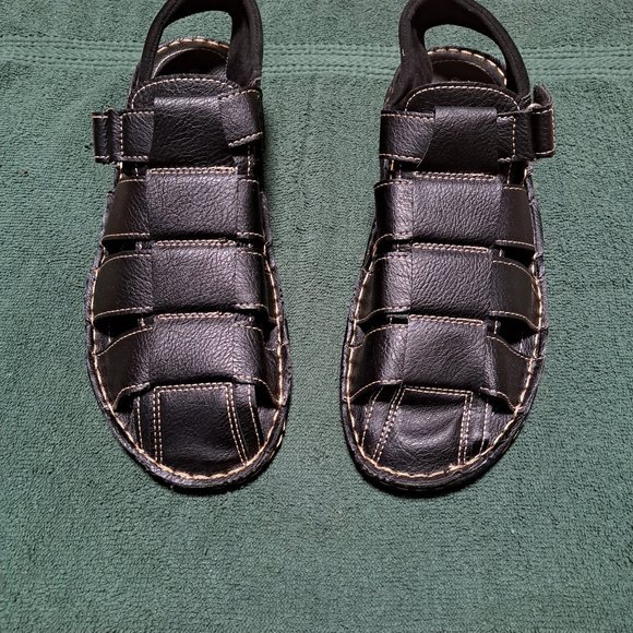Men  Black Leather Sandals - Picture 3 of 3